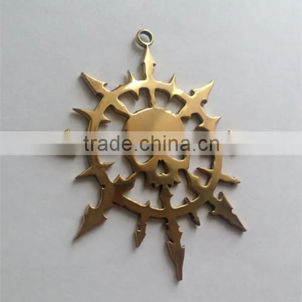 Wholesale Stainless Steel Gold Plated Arrowhead Charm Jewelry Biker Skull Pendant Jewelry photo-3