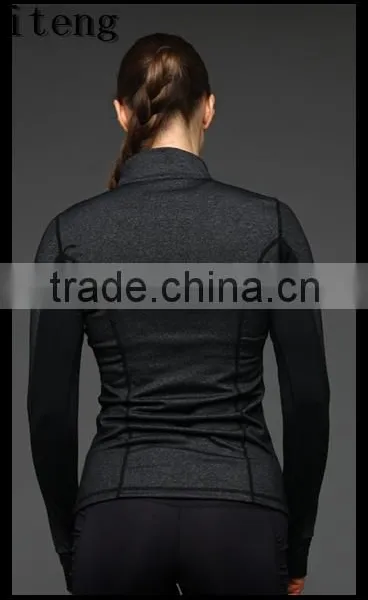 Kiteng 2016 New Design Women's Yoga Coat Fitness Running Sport Hooded Jacket With 1/4 Zipper Office In USAsmall Minimum photo-4