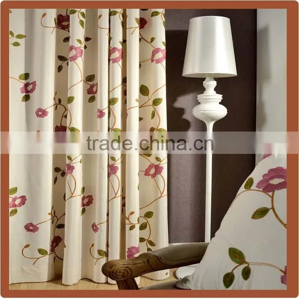 Custom Made Floral Design Polycotton Material Embroidery Curtain Drapery Fabric Wholesale photo-6