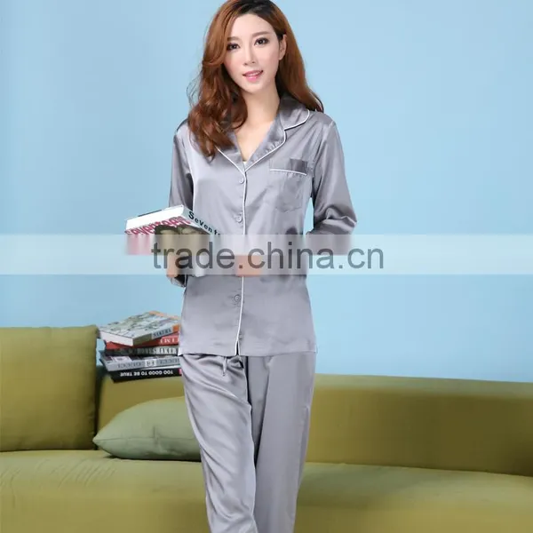 The New 100% Silk Silk Female Silk Long Sleeved Comfortable Elegant Two Sets of Pajamas photo-3