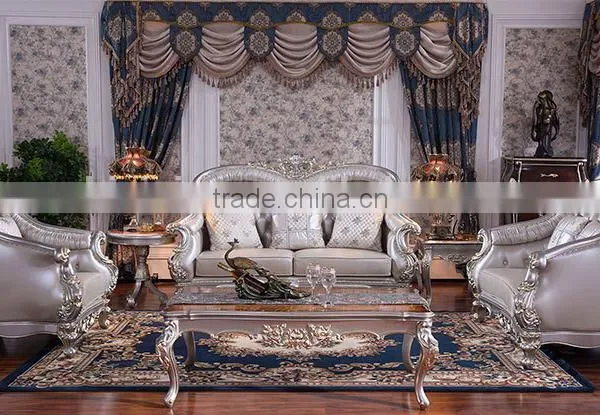 Graceful European Noble Living Room Furniture Genuine Leather Sofa Set photo-5