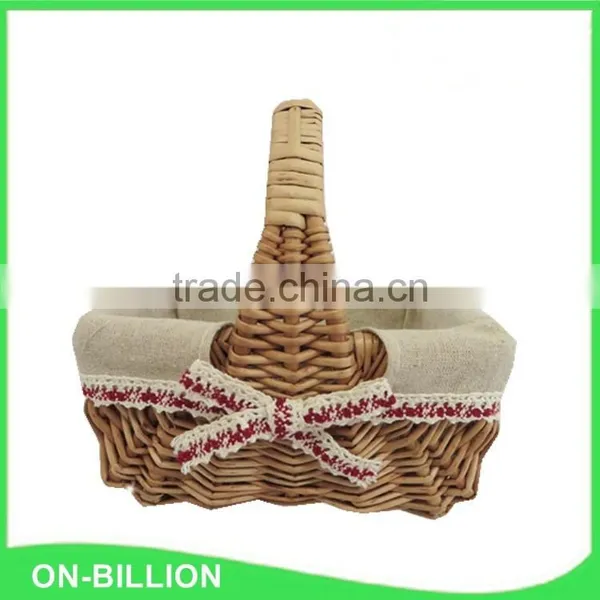 Handled Natural Wicker Decorating Flower Girl Basket photo-3
