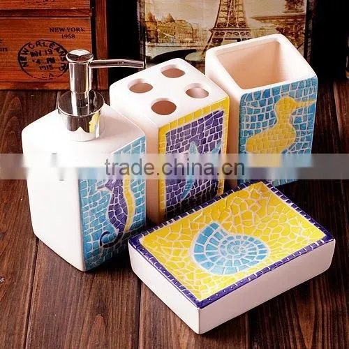 New Ceramic Bathroom Set With Sea Pattern photo-3
