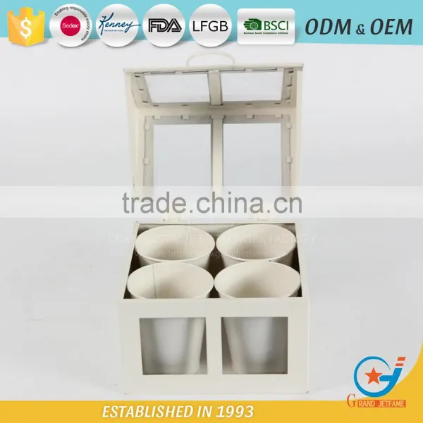 Set of 4 Unique Galvanized Iron Powder Coating Cheap Flower Little Plant Pots Small Garden Planters photo-3
