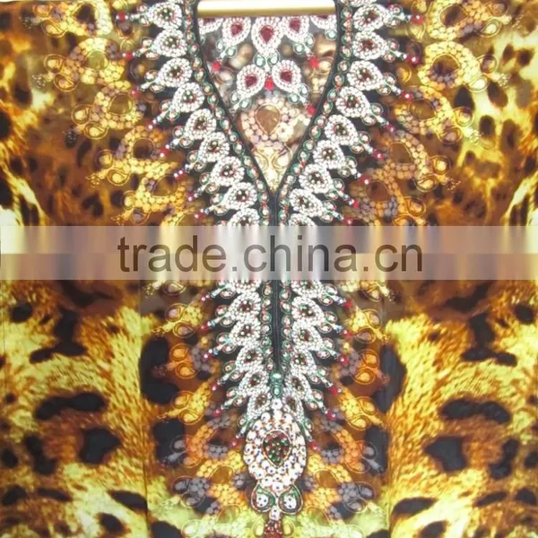 ANIMAL PRINT CAFTAN Digital Print Crepe 100% Silk LONG Kaftan Tunic Poncho photo-5