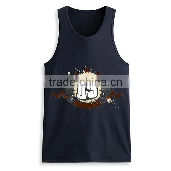 Custom Printed Design Bulk Mens Fitness 95% Cotton 5% Spandex Tank Top photo-3