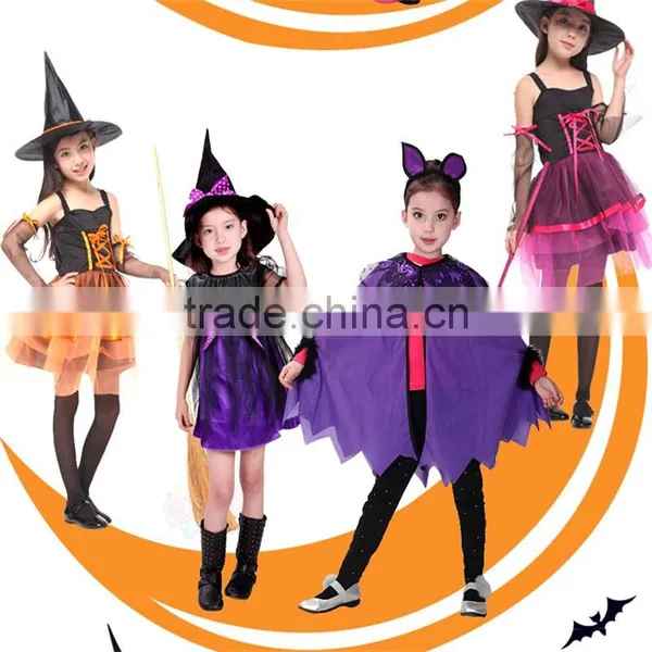 Long Sleeve Black and Orange Color Robe Witch Costume for Kids photo-3