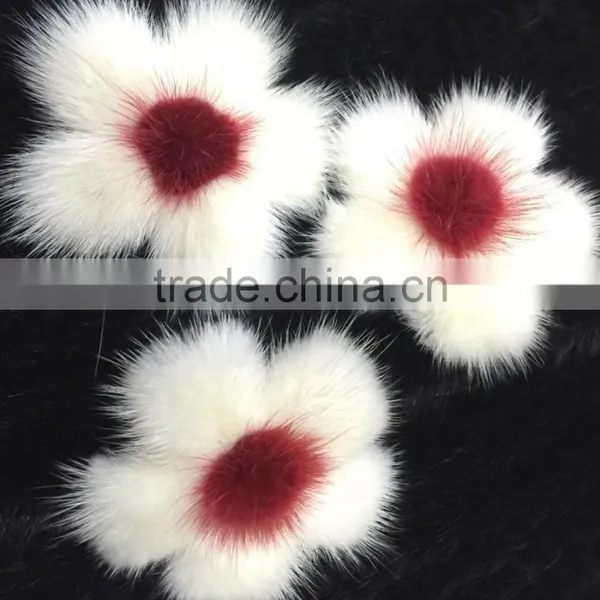 YR836 Women Fashion Fur Accessory Genuine Mink Fur Flower