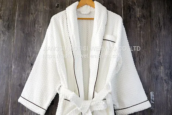 China Supplier 100% Cotton Jacquard Weave Terry Bathrobe photo-2