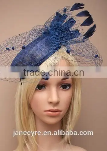 New Coming Fashion Chuch/Races Sinamay Base Top Fascinator Hat With Veil photo-2