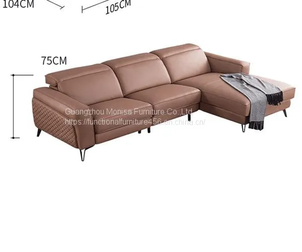 Italian Leather Sofa Space Capsule Electric Function Living Room Modern Minimalist Corner Combination Leather Sofa photo-3