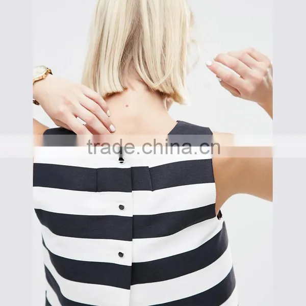 Stripe Fashion Lady Cutting Blouse Latest Tops Designs Girls photo-3