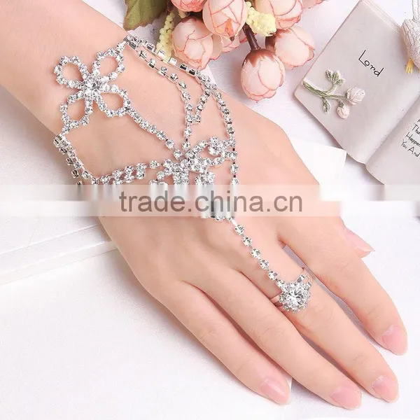 Bright Evening Party Ladies Luxury Fashion Crystal Arabic Ring Bracelet photo-2