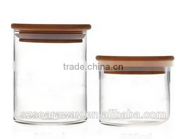 High-quality Bamboo Lid Borosilicate Glass Jar Clear Airtight Canister photo-2