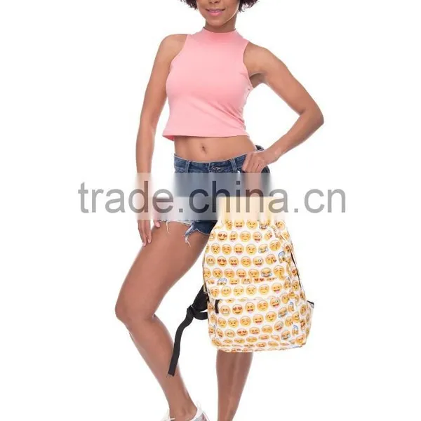 Top Selling High Quality Polyester Custom Emoji Backpack Bag photo-4