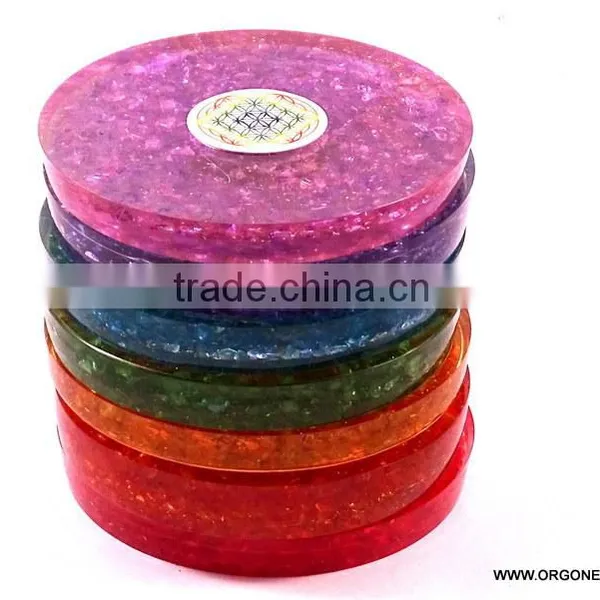 Orgonite Coaster Chakra Flower Of Life Set photo-4