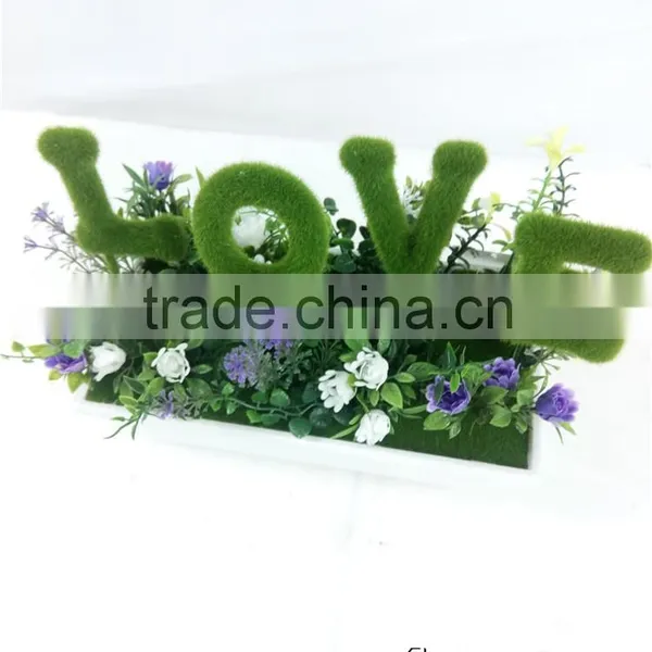 Wholesale Artificial Moss Letter /topiary Foam Letter for Table Decoration photo-3