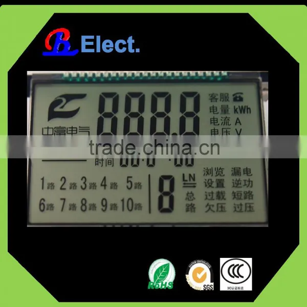 Positive Character Segment Factory Electrical Safe Device Lcd Display, Monochrome Cheap Black TN