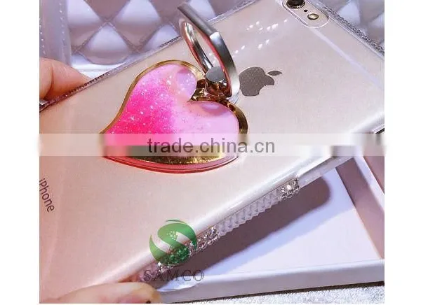 Samco Romantic Heart Liquid Quicksand Universal 360 Degree Rotating Cell Phone Stand Holder Ring photo-4
