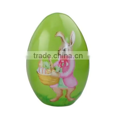 Decorative Easter Egg Shape Uesd Tin With Bright Color and Fancy Pattern Tin Gift photo-2