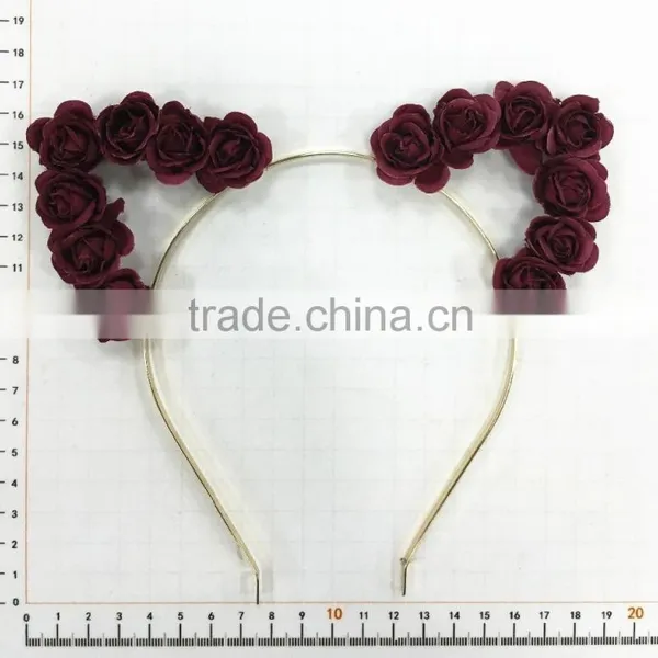Lovely Fabric Rose Flower Metal Ear Headband Cute Alice Band photo-5