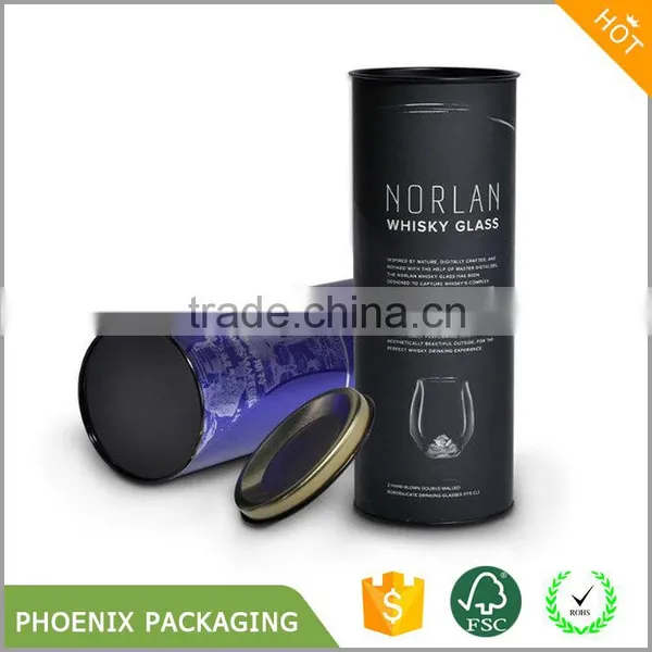 Personalized Round Tube Cylinder Paper Wine Gift Box photo-2