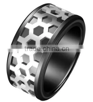 Rose Gold Promotional Hollow Out Titanium Ring 316L Stainless Steel Engineering Ring photo-4