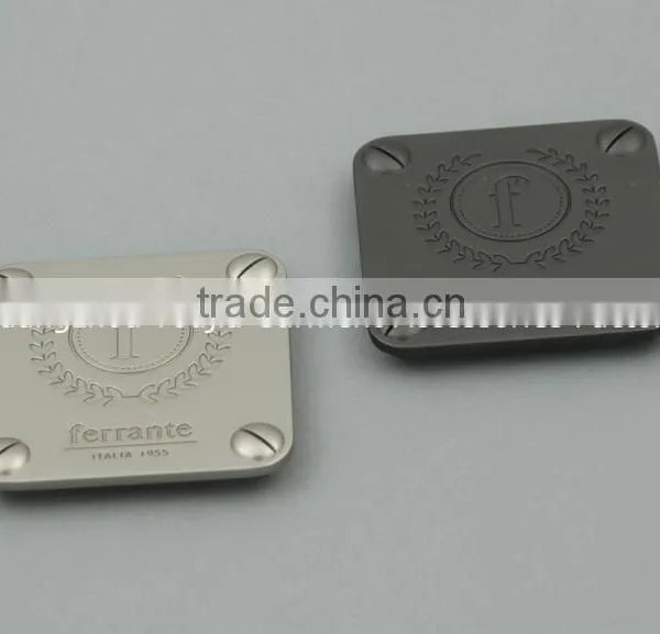 High Quality Custom Square Metal Plate Tags With Prongs For Hangbag photo-3
