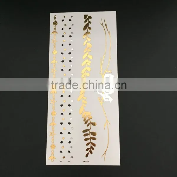 WMT-106 Bracelet & Necklace Design Temporary Flash Foil Tattoo Sticker photo-4