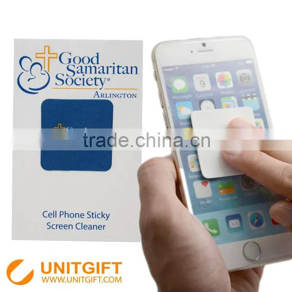 PU Microfiber Sticky Cleaner Phone Cleaner Sticker Microfiber Slogan Imprint Sticky Cleaner photo-2