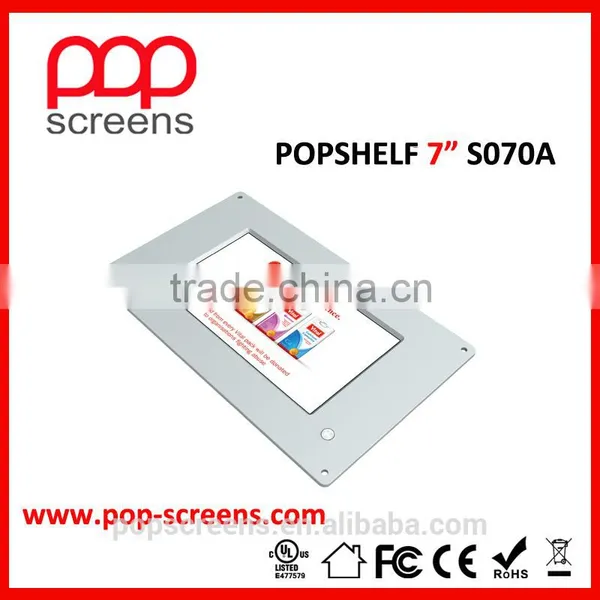 7" Touch Screen LCD advertising shelf player with bar code reader