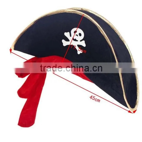Cheap Promotional Adult Flocking Pirate Hat With Red Band photo-5
