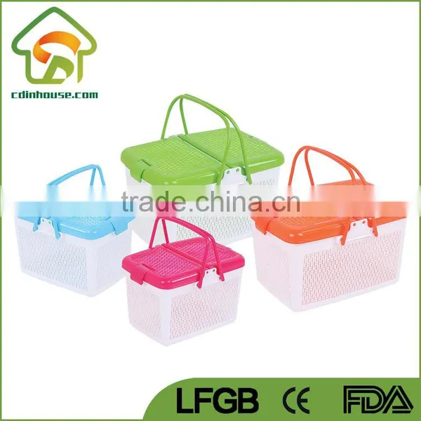 Synthetic Plastic Basket Natural Rattan Basket With Lid and Handle photo-3