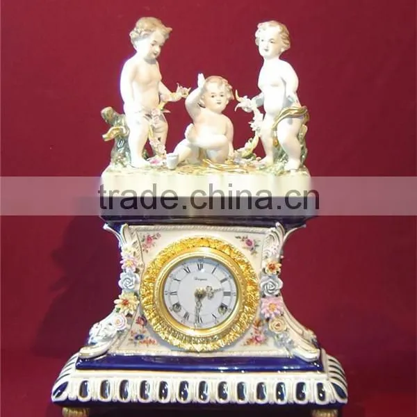Pottery Home Decoration Art, Living Room Ceramic Desk Clock, Elegant Flower Ceramic Box Embedded Desk Clock photo-2