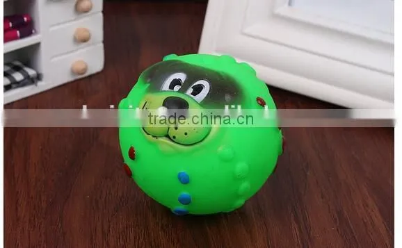 CY190 Various Colours Lovely Face Molar Dog Ball With Squeaker Sound Puppy Pet Dogs Chew Toy photo-5