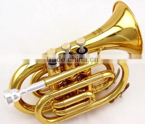 Chinese Cheap Gold Pocket Trumpet photo-6