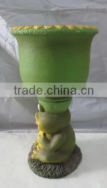 Knock-down Outdoor Garden Fiber Glass Clay Frog Flower Planter Pots photo-3