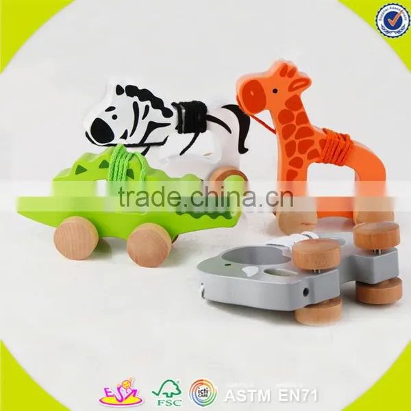 Wholesale Popular Wooden Animal Drag Toys New Creative Animal Wooden Drag Toys W05B085 photo-2