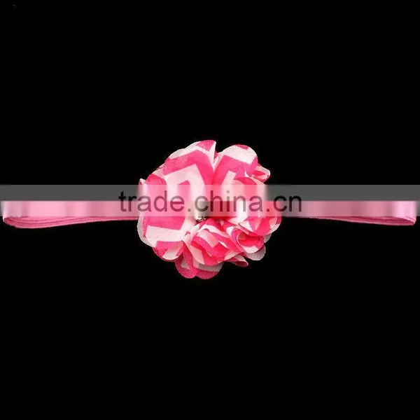 Fabric Chiffon Flower Headband With Pearl Beads Center for Kids Hair Accessories photo-2