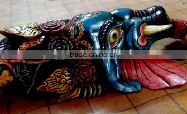 Hand Crafted Wooden Mask of Hindu Lord Ganesh Wall Hanging Made In Nepal photo-2