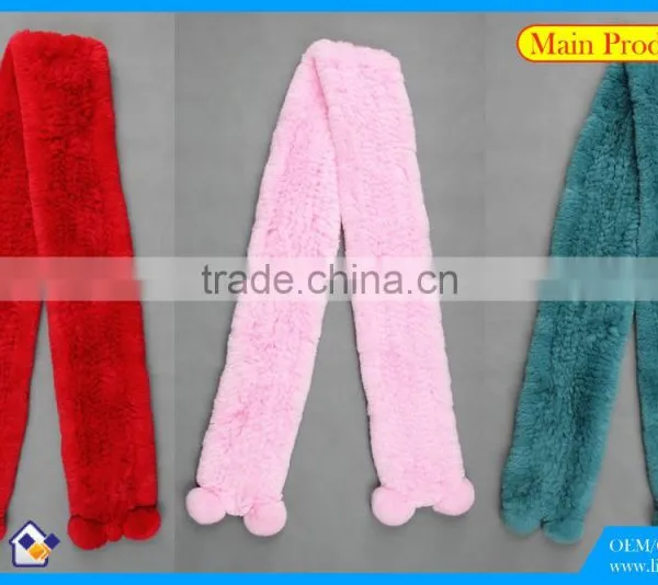 High Quality Knitted Rex-Rabbit Scarf, Real Fur,soft photo-5