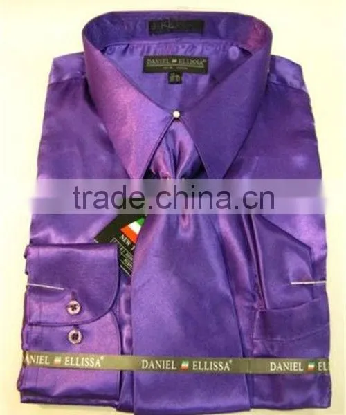 Satin Dress Shirts Men Tie&hanky Man Satin Shirt photo-4