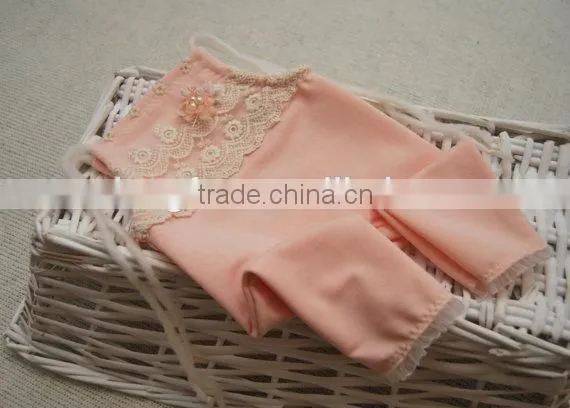 Newborn Baby Girls Lace Rompers Pink Cute Clothes Vintage Lace Rompers photo-2