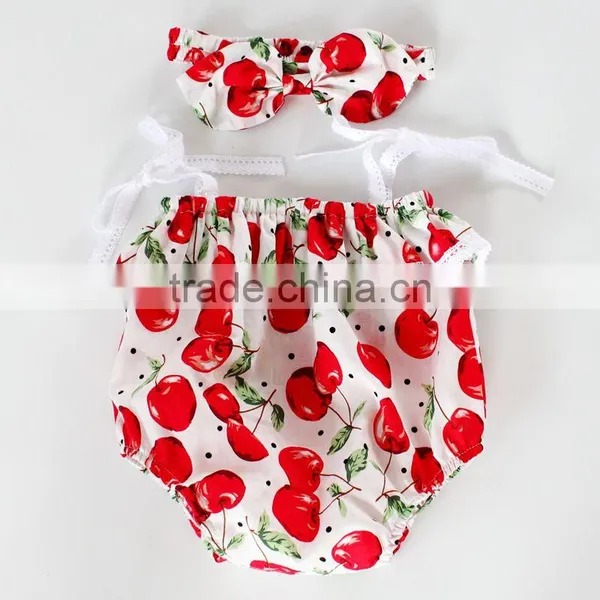 ShiJ Baby Outfits Set Cotton Boutique Trendy Cherry Girls Romper photo-3