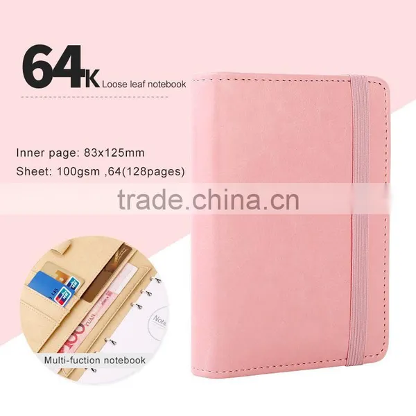A6 Custom PU Cover With Elastic Band Loose Leaf Binding Personal Diary Planner Debossed/emboss/gold Foil Logo photo-6