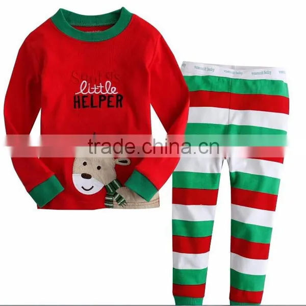 Wholesale Cheap Cotton Kids Christmas Striped Pajamas photo-3