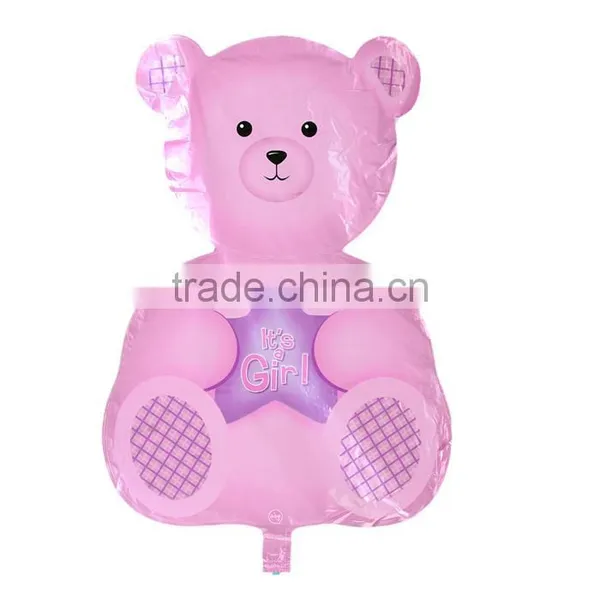 Aluminium Foil Balloons Party Decoration Bear Pink Message "It's A Girl" Pattern photo-2