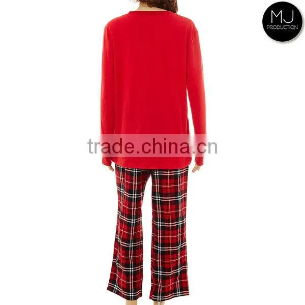 Factory Small Minimum Plaid Pattern Christmas Pajamas Women Wholesale photo-3