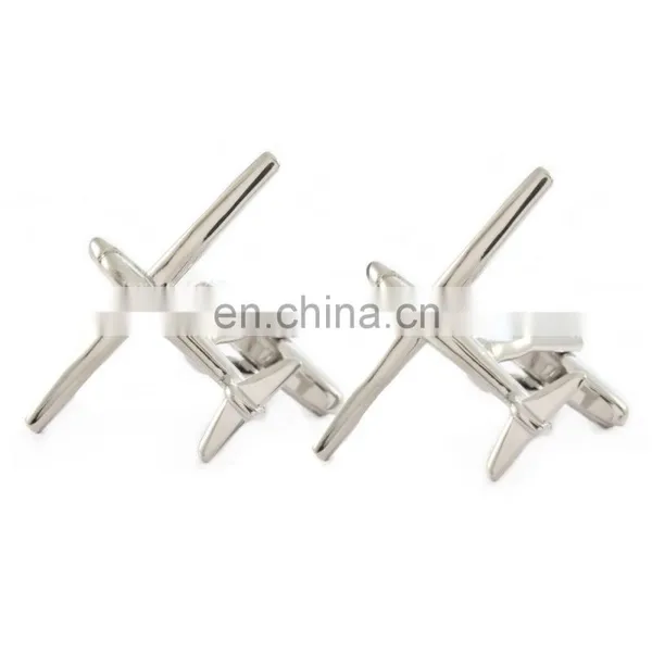 Silver Airplne Shape Cufflink, Custom Make Cufflink,ainz Alloy Silver Aircraft Design Cufflinks and Tie Clip as per Your Own l photo-2