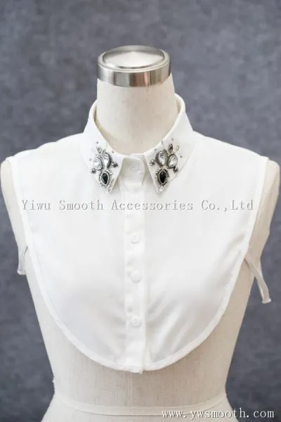 Detachable Black White Women Shirts Fake Collar With Crystal Rhinestone photo-2